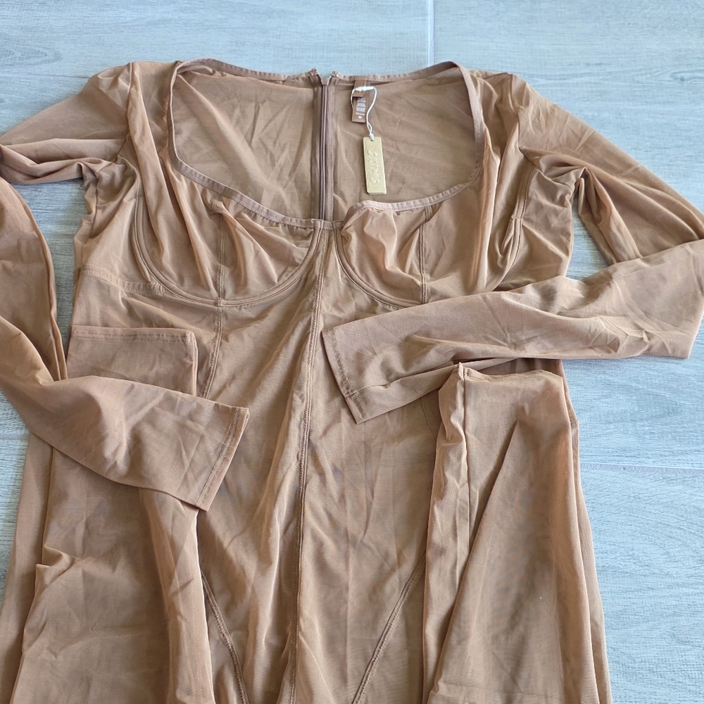 SKIMS Ultra Fine Mesh Catsuit One Piece Jumpsuit Bronze 3X Underwire NWT - Picture 10 of 16